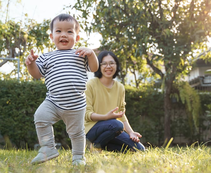 Toddler with mom