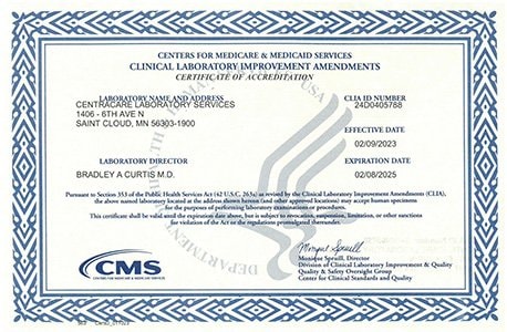 CMS Certificate of Accreditation - CentraCare Hospital