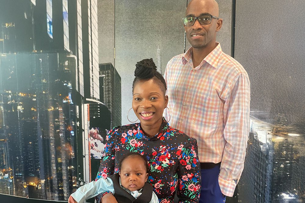 photo of Eunice Adjei-Gyimah with her fiancé, Ryan Daniel and her son, Nathaniel