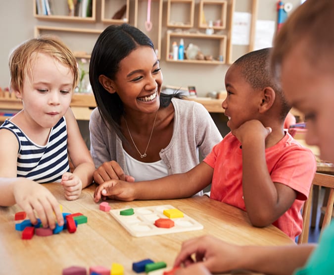 Children working on puzzles