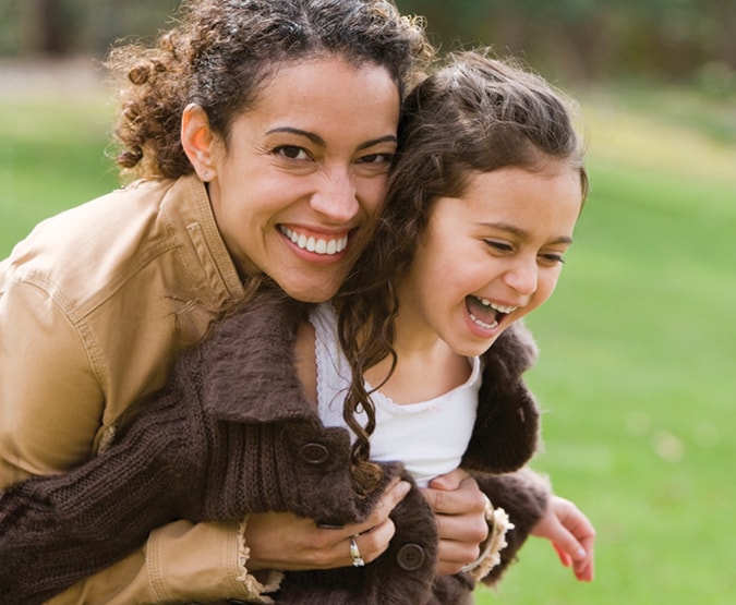 Mom and young daughter